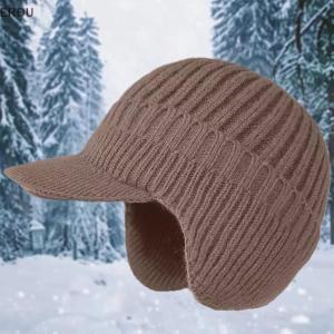 💖【Special price】💖ERDU Winter Warm Knitted Beanie With Brim And Ear Flap Warm Fleece Lined Beret Cap For Men For Outdoor Cycling Warm Daily Commuting