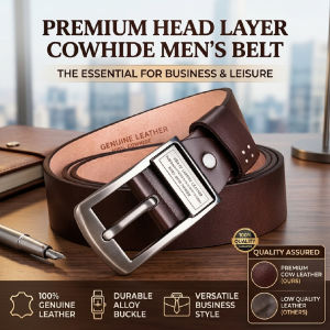 First-Layer Pure Cowhide Leather Belt For Men Automatic Buckle Business Belt Mens Waist Band Strap