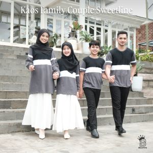 Atasan Sweetline Couple Family Collection Anak Dewasa Warna Hitam Putih Abu