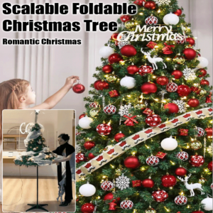 Christmas Tree Folding Fast Assemble Artificial Christmas Tree With Hinge And Metal Foldable Base For Indoor Outdoor Party Home Office Holiday Decor