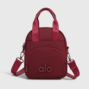 ALO Women Mini Nylon Backpack 3-Way Carry Handbag Crossbody Shoulder Bag Lightweight Multi Pocket Casual Yoga Sports Daily Small Backpack