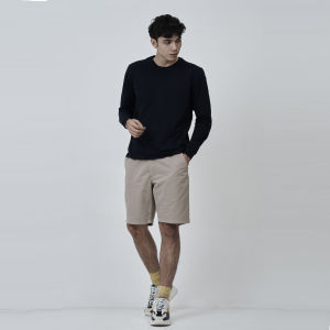 Kaos Polos Pria Rib Lengan Panjang Bahan Katun Combed 30s Navy Tua