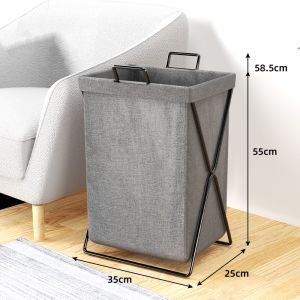 Dirty Clothes Storage Basket Large Laundry Hamper Home Folding Laundry Basket Organizer With Stand Grey Brown