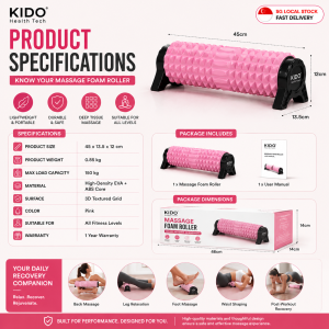 Kido Stable Stand Yoga Foam Roller Suction Roller Back Leg Muscle Massage Roller Fitness Equipment