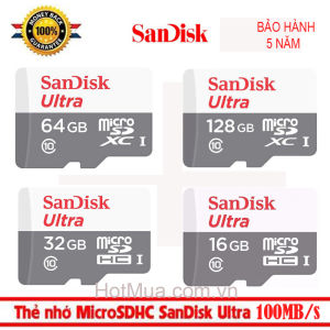 Thẻ nhớ Sandisk 16GB/32GB/64GB/128GB Ultra Class 10 tốc độ 100MB/s chuyên dụng cho Camera máy ảnh điện thoại...