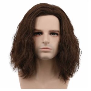 Popular European and American mens wigs medium brown medium and long wigs chemical fiber wigs