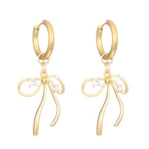 Trendy Alloy Bow Earrings Long Hoop Earrings Drop Dangle Earrings Fashionable Ornaments to Your Collection Women