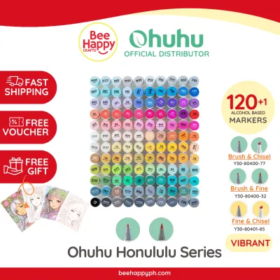 Ohuhu Honolulu 120 Colors Dual Tips Alcohol Art Markers Y30-80400-77 & Y30-80400-32