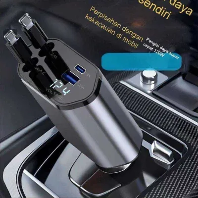 Charger Mobil 4 Ports Car Cas Mobil PD 120W USB Type C & Lightning Qualcomm 3.0-bos