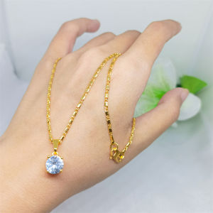 Kalung Rantai Berlian Permata Titanium Melintir Yang Model Anti Karat Jewelry Lapis Emas Aksesoris Perhiasan Fashion Belut Mata Satu Minimalis 24K Persis Emas Asli
