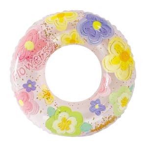 BLACKON Transparent Swimming Ring Heart Glitter Sequin Pool Float Swimming Ring Life Buoy Swim Ring Inflatable Swimming Circle Adult