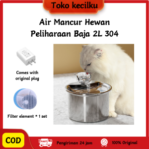 Water Dispenser Fountain Tempat Air Minum Kucing Anjing 2L 304 Stainless Steel Pet Water