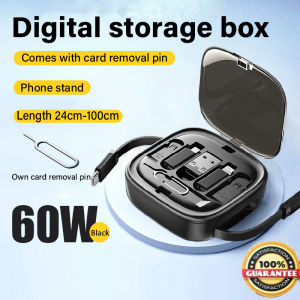 60w 6 in 1 Fast Charging Cable Storage Box Multifunctional Retractable Cord Storage Box With Card Pin Hidden