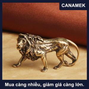 【CANAMEK】 Đồng tinh khiết hùng vĩ sư tử Vua thu nhỏ bức tượng nhỏ trang trí bàn cổ điển Brass mini động vật Tượng trang trí nội thất đồ trang trí thủ công