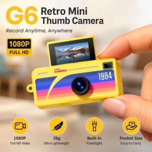 G6 Retro Mini Thumb Camera 1080P HD ABS Anti-Shake Flash Keychain Portable Outdoor Sports Kids Gift