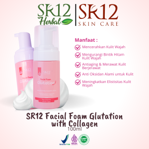 SR12 Faicial Foam Glutation with Collagen Sabun Cuci Muka Kolagen Menghaluskan Antiaging Kulit Wajah