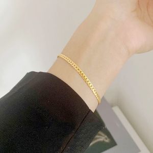 Lắc tay titan nữ không gỉ dây mắt xích dẹp thời trang