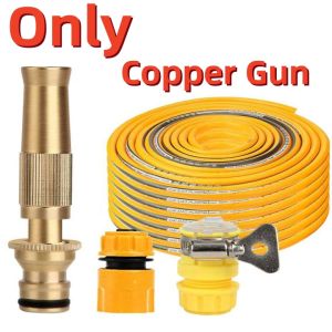 Two Muti-purpose Universal Adjustable Car Wash Water Gun with 10/20 Meters Hose Garden High Pressure Brass Sprayer Wand Straight Copper Spray Hose Nozzle Garden Tool