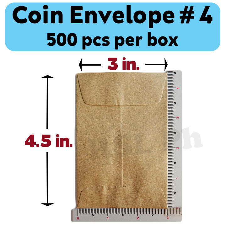 Coin Envelope Size No. 4 500 pcs Kraft Brown 3 in. x 4.5 in