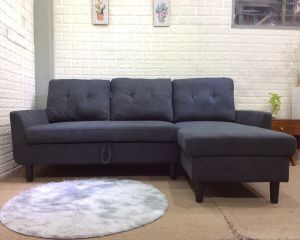 Lisanna L-Shape Sofa Bed (Dark Brown Grey)