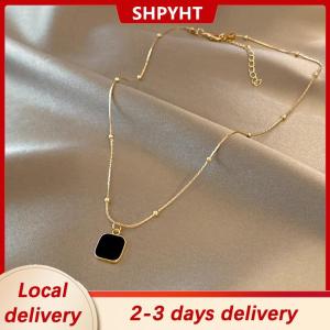 [COD] SHPYHT Local delivery Ship within 24 hours Black Exquisite Minimalist Square Pendant Choker Chains Fashion Necklace For Women Jewelry Party Gifts