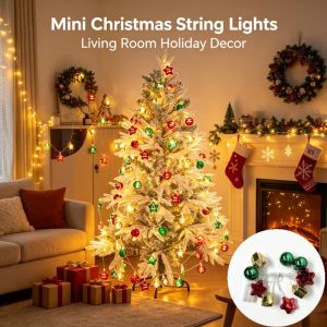 Christmas String Lights 1.5M 10LED Battery Operated Warm White 2AA Xmas Lights Star Snowflake Merry Christmas Decor
