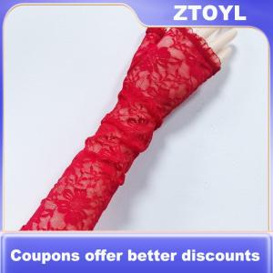 【ZTOYL】 ถุงมือลูกไม้สีดำสำหรับเจ้าสาวชุดแต่งงานชุดคลุมมือแขนเสื้อสุดเซ็กซี่ป้องกันถุงมือผ้าตาข่ายสำหรับผู้หญิงชุดราตรีแต่งงาน