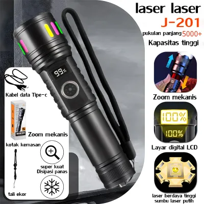 【300 jam tanpa mengisi daya】Senter LED portabel Senter kepala 500 Watt Senter led cas tahan 24 jam Senter mini cas super terang Senter Led Super Terang Senter Led Police Recharge Outdoor Olahraga Berkemah Lampu Senter