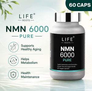 Life Roots NMN 6000 Pure – 60 Capsules for Healthy Aging Energy Metabolism Focus & Mental Clarity