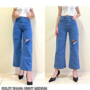 Tolly - (FREE BELT) SHANA HIGHWAIST KULOT JEANS SOBEK