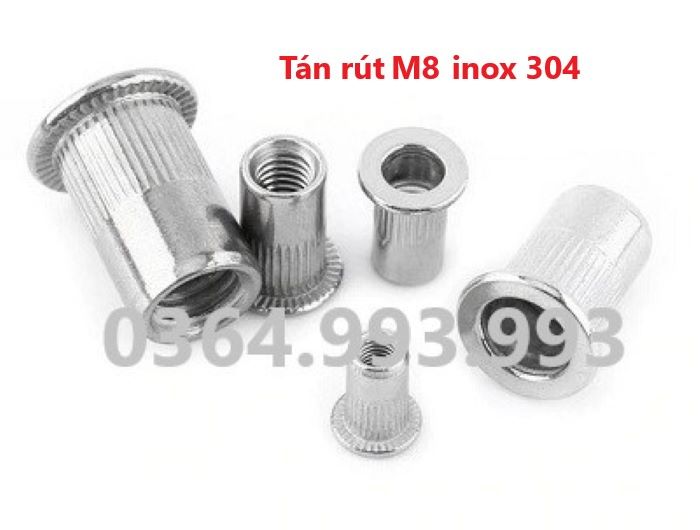 Gói 50 cái Tán rút M8 inox 304/Ecu rút M8 Inox 304/Đinh tán rút M8 Inox ...