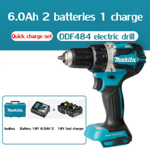 【Original facturer/Warranty 1 years】Makita DDF484 pistol drill rechargeable brushless lithium battery electric drill multi-function electric screwdriver 18V electric drill