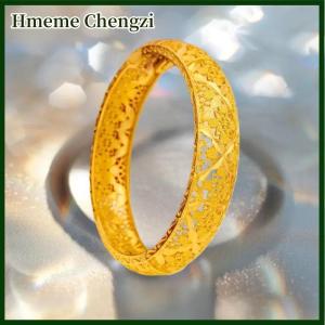 Hmeme Women Charm Bracelet Bangle Hollow-out Flower Bangle For Middle East Vietnam Wedding Bridal Jewelry Gift