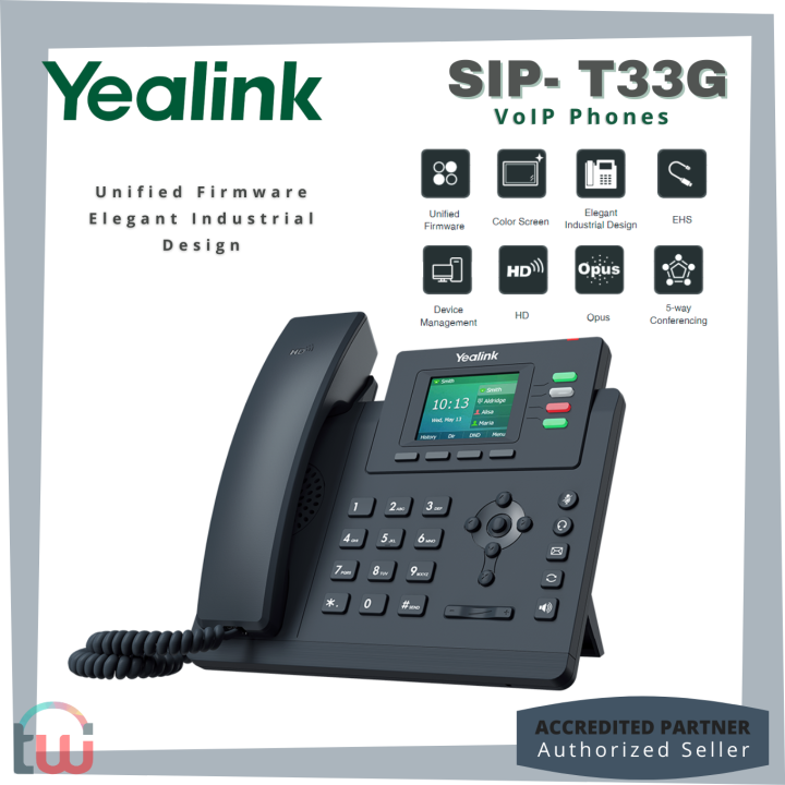 Yealink Ip Desk Phones Sip T33g 4 Lines Gigabit Colour Screen Hd Voice