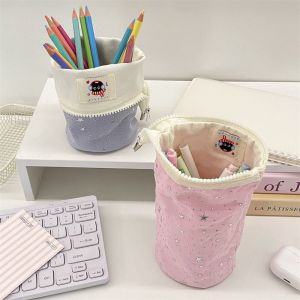 NEXTYOO Di động Giá đựng bút Dung lượng lớn Khóa Hộp đựng bút chì In hình ngôi sao Dụng cụ sắp xếp bàn làm việc dành cho Văn phòng Trường học và Du lịch