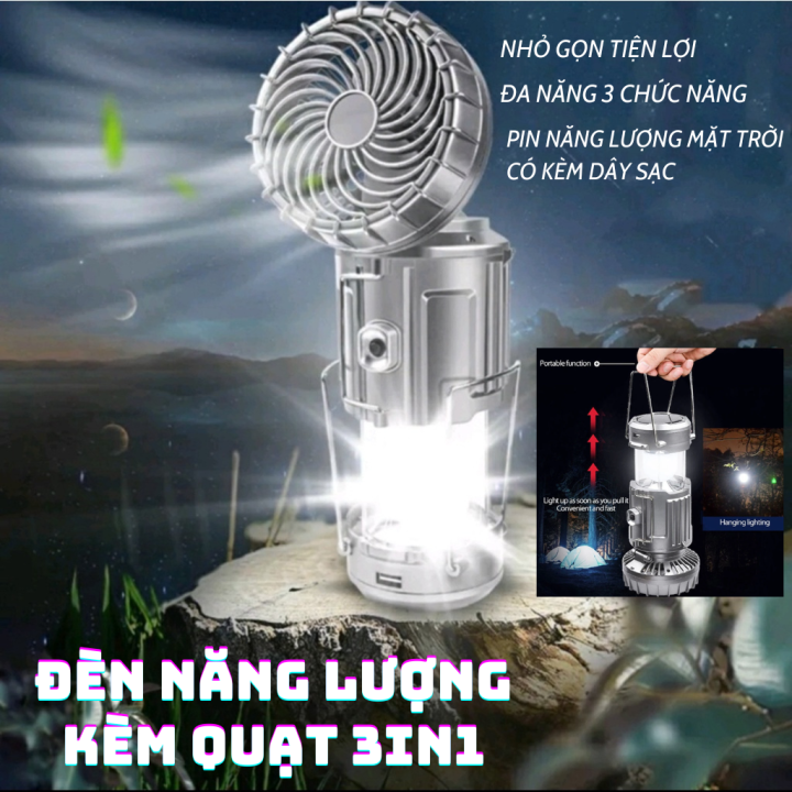 ĐÈN BÃO LED NĂNG LƯỢNG MẶT TRỜI ĐA NĂNG 3 TRONG 1 TÍCH HỢP QUẠT, ĐÈN ...