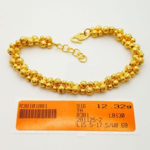 Yon Hing Rantai Tangan Biji Anggur 12.32g Emas 916