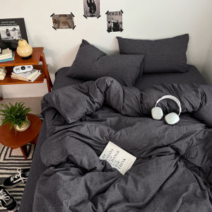 Dansunreve 1ชิ้น ปลอกผ้านวม ผ้าฝ้ายซัก สไตล์ญี่ปุ่น สีทึบ สีเทา/สีขาว/สีเขียว/กากี/สีฟ้า/สีชมพู ปลอกผ้านวม 6.5ฟุต 6ฟุต 5ฟุต 3ฟุต duvet cover 被套