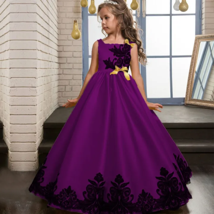 Frock Years Old Girl Dress Size Dark Purple Long Dress For Kid