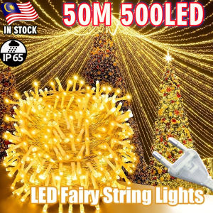 【24H SHIP】10M/50M 100LED/500LED Fairy String Lights 8 Modes IP65 Waterproof Outdoor Lampu Raya Christmas Wedding Garden Decor