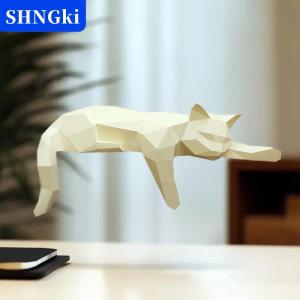 SHNGki Đen trắng mèo bức tượng-hình học hiện đại trang trí nội thất figurine điêu khắc đối với nhà văn phòng như bảng Kệ bàn trang trí nằm mèo
