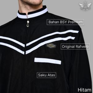 Soura - Jubah Soura Katun BSY Lengan Panjang Gamis Pria Muslimin Bonus Peci & Tasbih - Navy