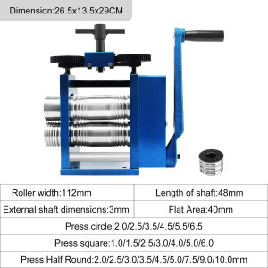 Jewelry Rolling Manual Mill Machine Gear Ratio 1:2.5 Wire Roller Mill 0.1-7mm Press Thickness