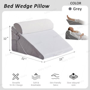 Baby Koala Premium Memory Foam Wedge Pillow With Removable Cover For Back Pain Relief
