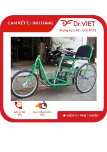 Xe lắc tay sắt sơn tĩnh điện Đức Cường không mui - xe lăn cho người khuyết tật người gia đi lại - DCL01