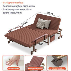 Tempat Tidur Lipat Portable Ranjang Lipat Multifungsi Folding bed Dengan Sandaran Tangan Roda