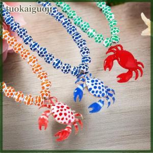 tuokaiguoji สร้อยคอจี้คริลิคสีแดงปูสำหรับผู้หญิงเครื่องประดับสำหรับสระว่ายน้ำสไตล์มหาสมุทรสร้อยคอสไตล์ฮิปฮอปปูเครื่องประดับตกแต่งงานปาร์ตี้