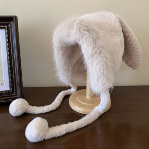 CREATIVE PAVILION Ấm áp Mũ tai thỏ lớn Dễ thương Mùa đông Mũ tai bèo Dày Mềm Mũ bảo vệ tai bằng vải nhung lông Phụ nữ