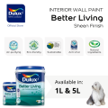 [Shop By Colour] Dulux Interior Wall Paint | White Rabbit 50RR 72/010 | Anti-Mould & Anti-Fungus | Washable & Easy Clean | Antibacterial | 1L & 5L. 