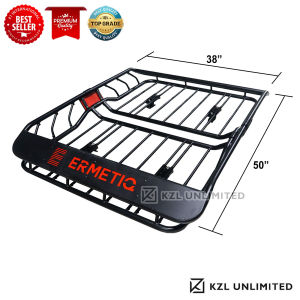 Universal New ERMETIQ 38"x50" Premium Black Roof Rack Cargo Carrier for Pickup-Truck SUV Sedan and Other Hybrid EV Cars "RACK ONLY" - High-Quality Exterior Accessory - KZL UNLIMITED